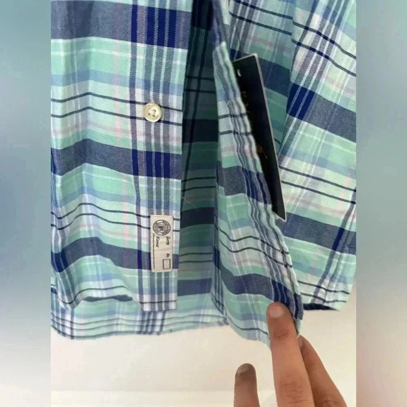 NWT Men’s Small Long Sleeve Button Down Shirt Ralph Lauren Blue Checkered Shirt - Picture 7 of 10